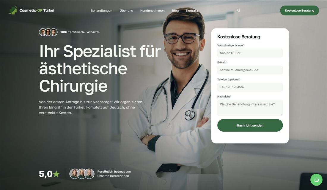 Website-Beispiel: Cosmetic OP