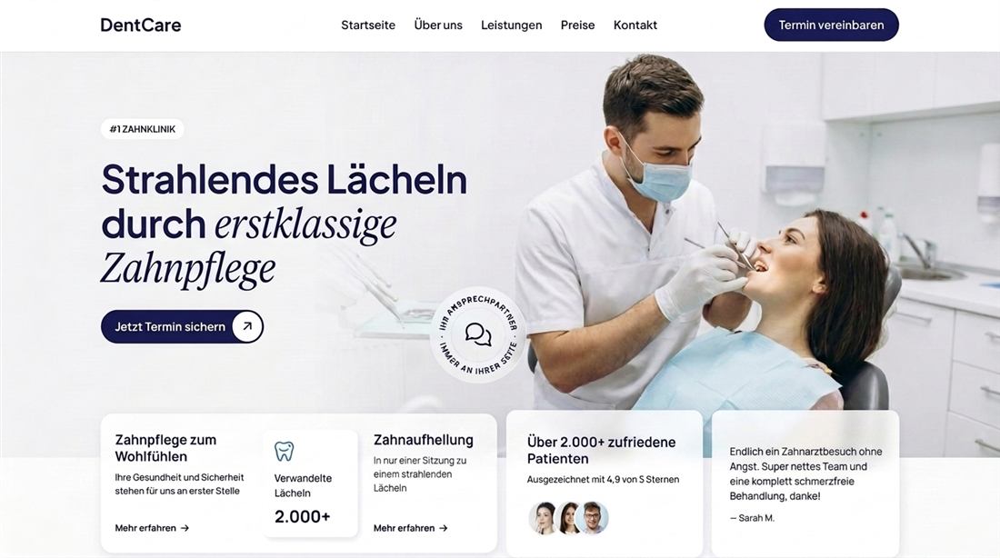 Website-Beispiel: DentCare